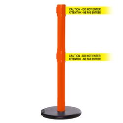 RollerSafety 250 Twin Xtra, Orange, Barrier with double 3" wide 11' ATTENTION - NE PAS ENTRER Belt