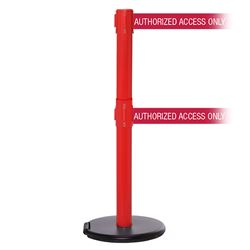 RollerSafety 250 Twin Xtra, Red, Barrier with double 3" wide 11' AUTHORIZED ACCESS ONLY - RED Belt