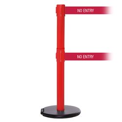 RollerSafety 250 Twin Xtra, Red, Barrier with double 3" wide 11' NO ENTRY Belt