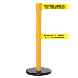 RollerSafety 250 Twin Xtra, Yellow, Barrier with double 3" wide 11' ACCES AUTORISE UNIQUEMENT Belt