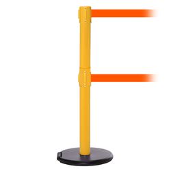 RollerSafety 250 Twin, Yellow, Barrier with double 11' Fluorescent Orange Belt