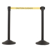 US Weight Sentry Stanchion, Black HDPE Post, Caution/Cuidada 6.5' ft. Belt (2-Pack)