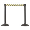 US Weight Sentry Stanchion, Black HDPE Post, Yellow/Black Chevron 6.5' ft. Belt (2-Pack)