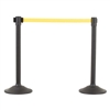 US Weight Sentry Stanchion, Black HDPE Post, Yellow 6.5' ft. Belt (2-Pack)