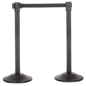 US Weight Sentry QS Stanchion, Black HDPE Post, Black 6.5' ft. Belt (2-Pack)