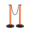 ChainBoss Indoor/Outdoor 3" molded stanchion with orange post, fillable base and 10' of 2" Black plastic Chain (2 pack)