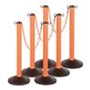 Kit: ChainBoss Indoor/Outdoor 3" molded stanchion with orange post, fillable base and 10' of 2" Orange plastic Chain (6PACK)