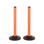 ChainBoss Indoor/Outdoor 3" molded stanchion with orange post and 15lb. Duracast pre-filled base (2 pack)