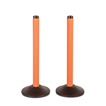 ChainBoss Indoor/Outdoor 3" molded stanchion with orange post and 15lb. Duracast pre-filled base (2 pack)