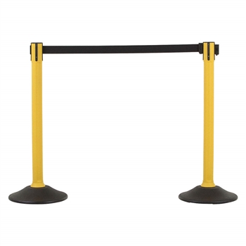 US Weight Sentry Stanchion, Yellow HDPE Post, Black 6.5' ft. Belt (2-Pack)