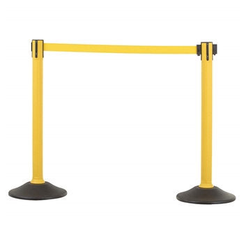 US Weight Sentry Stanchion, Yellow HDPE Post, Yellow 6.5' ft. Belt (2-Pack)