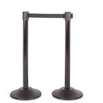 Premium Retractable Belt Stanchion - Black steel post with 15lb base & 7.5' black belt (2 pack)