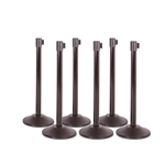 Kit: Premium Retractable Belt Stanchion - Black steel post with 15lb base & 7.5' black belt (6 PACK)