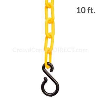 Chainboss YELLOW Plastic Safety 2" Chain UV Resistant - 10ft bag with S-hooks (Multi-Pack)