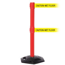 WeatherMaster 250 Twin Xtra, Red, Barrier with double 3" wide 11' CAUTION-WET FLOOR Belt