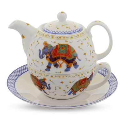 Ceremonial Indian Elephant White Fine Bone China Tea for One by Halcyon Days