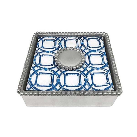 Pearled Beaded Napkin Box by Mariposa