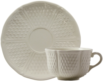 Pont Aux Choux White Breakfast Cups and Saucers (Set of 2) by Gien France