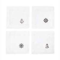 Nautico Cocktail White/Black Napkins (Set of 4) - 6 x 6" by Sferra