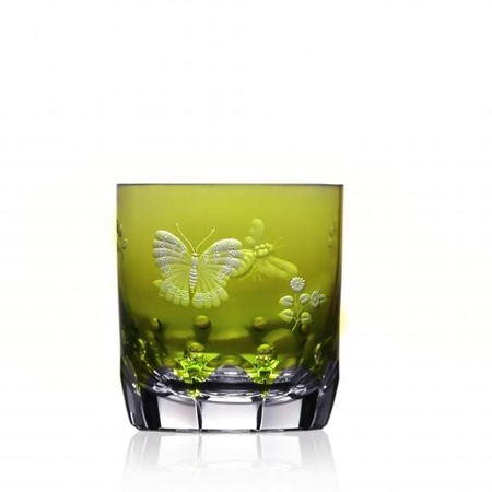 Varga Crystal - Springtime Yellow-Green Old Fashioned Glass