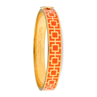 Mosiac Orange & Gold Hinged Bangle by Halcyon Days