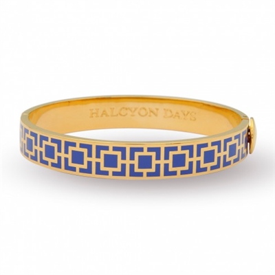 Mosiac Cobalt Blue and Gold Hinged Bangle by Halcyon Days