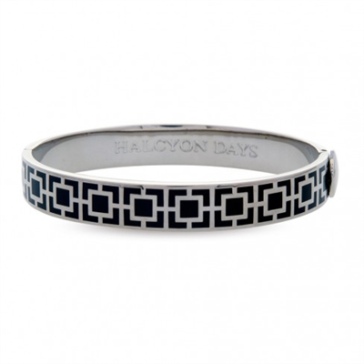 Mosiac Black and Palladium Hinged Bangle by Halcyon Days