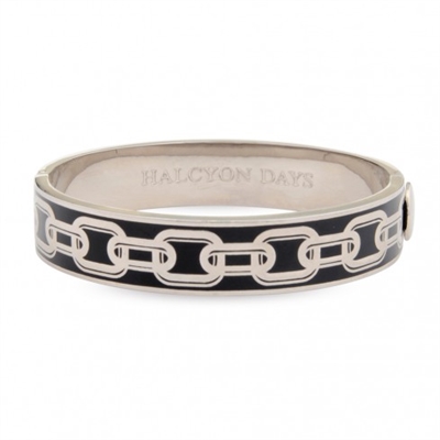 Chain Black & Palladium Hinged Bangle by Halcyon Days