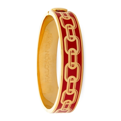 Chain Red & Gold Hinged Bangle by Halcyon Days