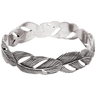 Wide Feather Bangle in Sterling Silver by Grainger McKoy