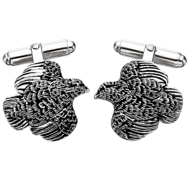 Quail Cufflinks in Sterling Silver by Grainger McKoy