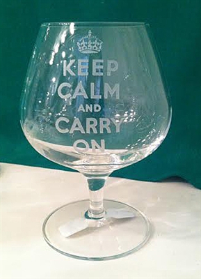 Keep Calm and Carry On Brandy Glass