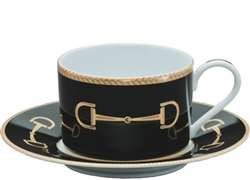 Cheval Black Cup and Saucer by Julie Wear