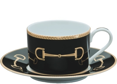 Cheval Black Cup and Saucer by Julie Wear