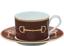 Cheval Chestnut Brown Cup and Saucer by Julie Wear