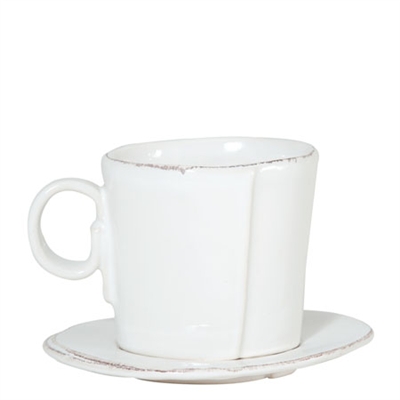 Lastra White Espresso Cup & Saucer by Vietri