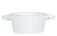 Lastra White Small Handled Bowl by Vietri