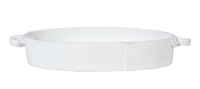 Lastra White Handled Oval Baker by Vietri