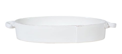Lastra White Handled Oval Baker by Vietri