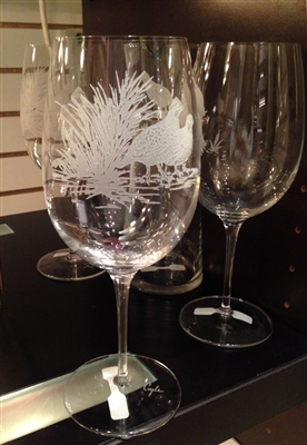 Bob White Scene Wine Glass (26 oz) - Evergreen Crystal