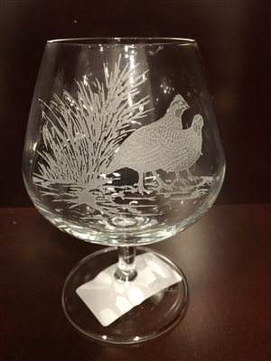 Bob White Quail Brandy Glass (13.5 oz) - Evergreen Crystal