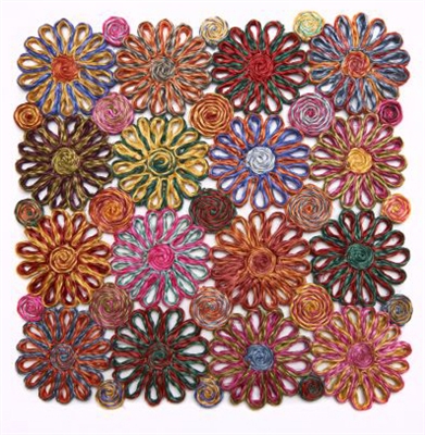 Pink Patchwork Daisy Square Placemat by Deborah Rhodes