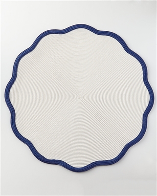 16" Border Scallop Placemat (Oxford Blue) by Deborah Rhodes