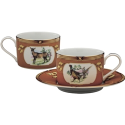 American Wildlife Pheasant and Doe Cup and Saucer by Julie Wear