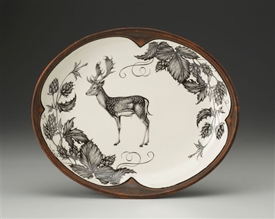 Deer Small Serving Dish (Fallow Buck and Hops) by Laura Zindel Design