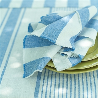 Philippe Linen Napkin (White/Blue) by Linen Me