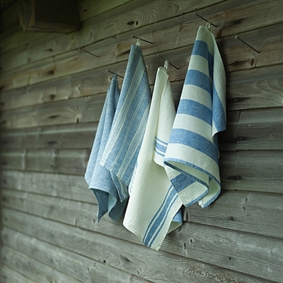 Philippe Linen Hand Towel (White/Blue) by Linen Me