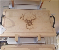 24" Rectangle Wood Cutting Board with Front Facing Deer by Maple Leaf at Home