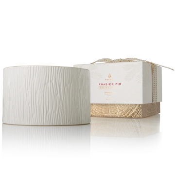 Frasier Fir Ceramic Poured 3 Wick Pillar Candle (17 oz) by Thymes