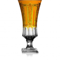 Varga Crystal - Imperial Amber Footed Vase - 15"